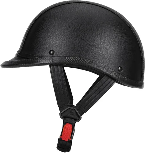 Miniatura 2 de Casco de motocicleta de cuero hecho a mano, casco retro de media cara para adultos, hombres y mujeres, casco ligero abierto 1/2 vintage