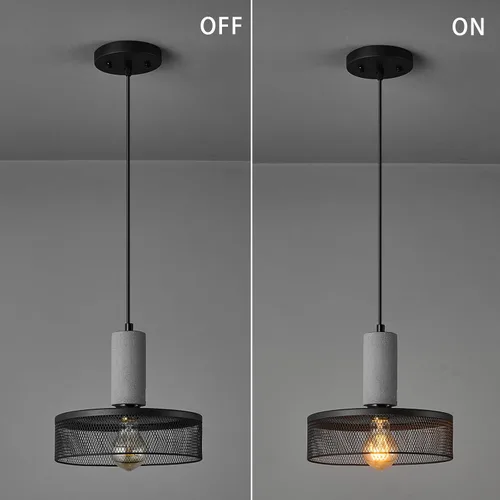 Miniatura 3 de Lámpara colgante con hormigón y metal negro lineal moderno industrial colgante de cemento colgante iluminación isla de cocina para dormitorio