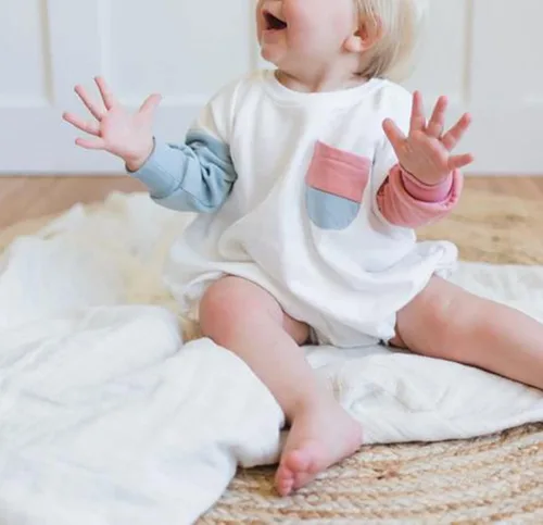 Miniatura 3 de AEEMCEM Sudadera de bloque de color para bebé niño y niña, mameluco de gran tamaño, suéter de burbujas de manga larga, con bolsillo