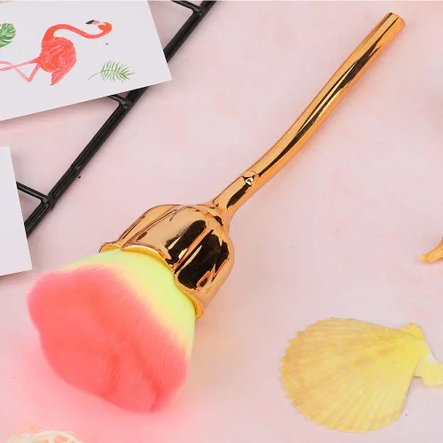 Miniatura 7 de Cepillo de polvo de uñas suave de 2 colores conveniente para uñas con mango (03-amarillo claro + polvo rosa)