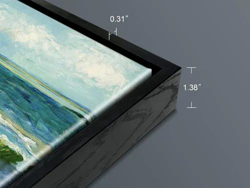 Miniatura 5 de Wieco Art Arte enmarcado negro paisaje marino en Saintes Maries por Vincent Van Gogh pinturas al óleo Reproducción modernas impresiones en lienzo