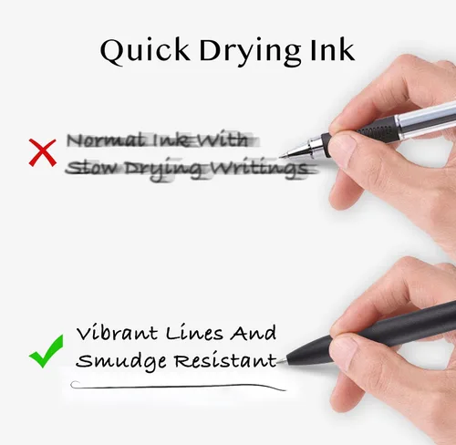 Miniatura 4 de LINFANC 5 bolígrafos de gel negro, punta media de 0.028 in, de secado rápido, tinta negra para diario, bolígrafo de gel de escritura suave, bonitos