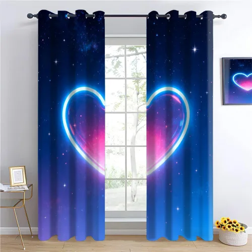 Miniatura 12 de Cyber Ring Curtains, Thermal Insulated Darkening Drapes For Sci-Fi Home Decor, Futuristic Neon Circle Digital Grid Scene Grommet Window Treatments