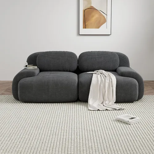 Miniatura 68 de Sofá modular sin hueso de 117 pulgadas, sofá modular en forma de L para sala de estar, sofá comprimido con asiento profundo, sofá nube de pana