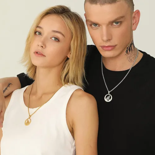 Miniatura 2 de U7 Collares punk camaleónáguiladragónhalcónlobo para hombres y mujeres, colgante de animal de acero inoxidable negro retro, regalo de joyería