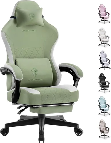 Miniatura 14 de Dowinx Silla de juegos con cojín de resorte de bolsillo, respaldo alto, silla giratoria ergonómica de 360° para juegos de oficina, soporte lumbar