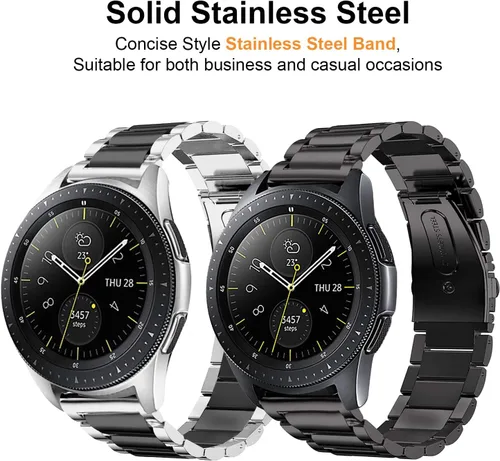 Miniatura 2 de valkit 2 Packs Watch Bands for Garmin Vivoactive 5/Vivoactive 6 3/Forerunner 165 55/Galaxy Watch 7 6, 20MM Elegant Casual Solid Stainless Steel