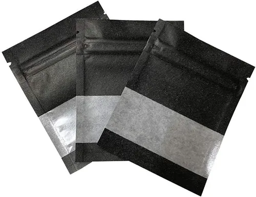 Miniatura 6 de PABCK Paquete de 100 bolsas pequeñas de papel kraft negro resellables de 2.7 x 3.5 pulgadas (tamaño interior de 2.36 x 2.36 pulgadas) con ventana