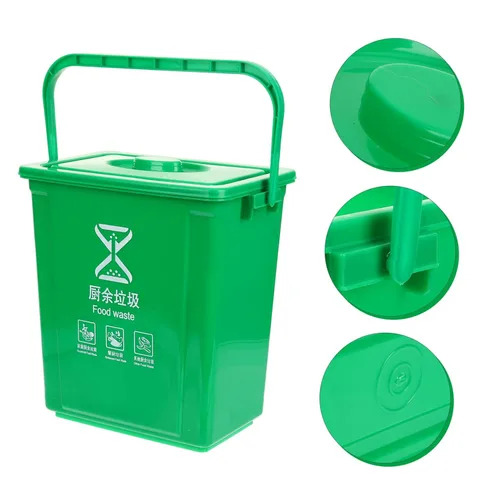 Miniatura 4 de STOBAZA Contenedor de basura para mostrador de basura, pequeño contenedor de compostaje para interiores, cubo de compostaje para cocina, papelera