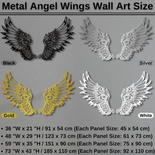 Miniatura 4 de Decoración de pared de alas de ángel de metal, decoración de pared de alas de ángel grandes, ángel de la guarda, escultura de pared de ángel, alas