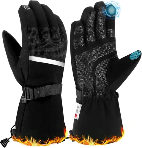 LERWAY Guantes de esquí impermeables de invierno guantes de nieve cálidos para pantalla táctil, resistentes al viento, para hombres y mujeres,