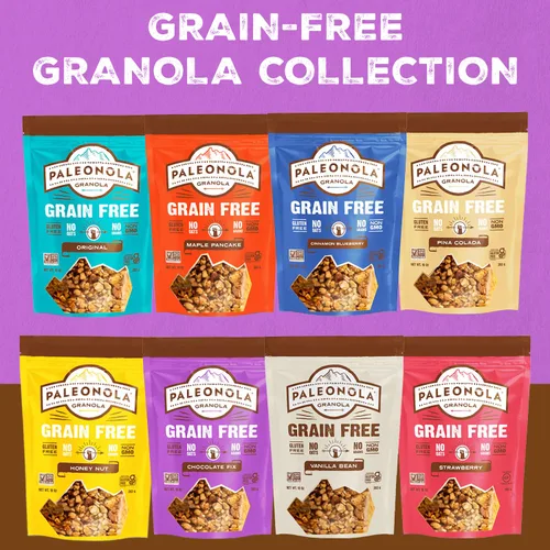Miniatura 6 de Paleonola Chocolate Fix Granola sin granos, bolsa resellable de 10 onzas (paquete de 3), granola paleo sin grano mezclada con arándanos secos