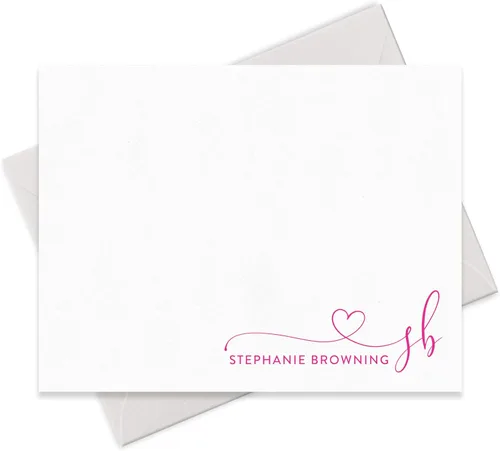 Miniatura 8 de Tarjetas de notas personalizadas y sobres estacionarios con monograma de nombre, juego personalizado de papelería de tarjetas planas en elección