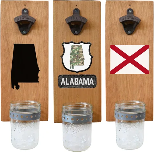 Miniatura 41 de Abrebotellas de cerveza de Massachusetts – Abridor de botellas hecho a mano montado en la pared con tapa – Regalo de cerveza para él o ella