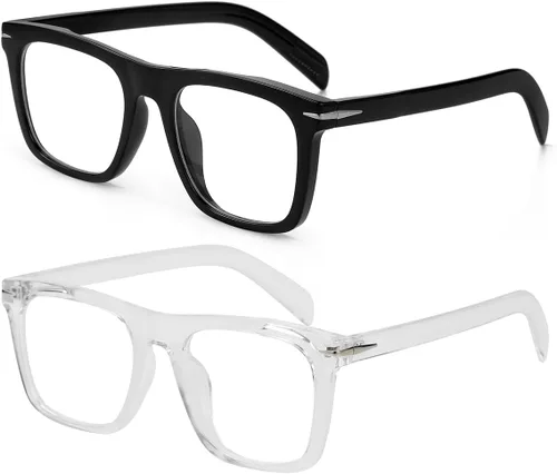 Miniatura 17 de Gafas de bloqueo de luz azul de moda con marco cuadrado para hombres y mujeres, gafas de computadora sin receta, 01 Negro