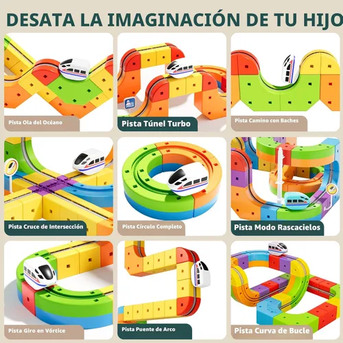 Miniatura 4 de klick - Juego de tren eléctrico de raíles 3D con pista de carreras mágica flexible para niños de 3, 4, 5, 6, 7, 8 años, pista de carreras de autos