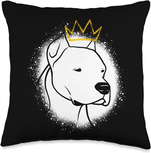 Miller Sye Dogo Argentino - Almohada con corona, 16 x 16, multicolor