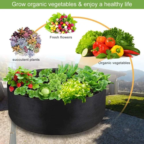 Miniatura 7 de Bolsa de cultivo grande de 15 galones, macetas redondas elevadas de tela resistente para plantar hierbas, flores, vegetales y papas