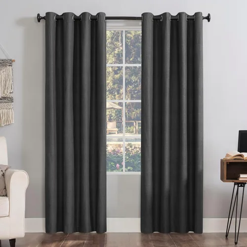 Sun Zero Columbia - Juego de 2 paneles de cortinas con ojales para ahorro de energía con bloqueo total de luz, 50" x 63", color gris carbón