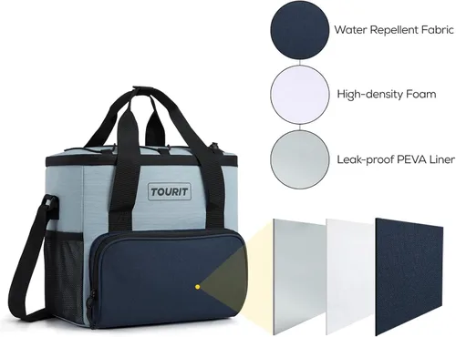 Miniatura 5 de TOURIT Bolsa de enfriador suave pequeña aislada, bolsa de enfriador de almuerzo de 24/35/46 latas, caja de hielo, enfriadores portátiles y a prueba