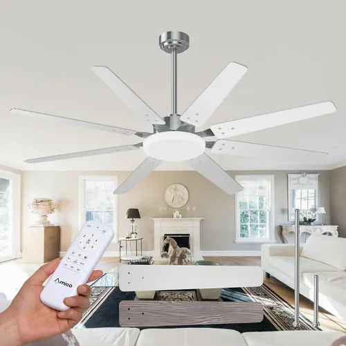 Miniatura 13 de Amico Ventiladores de techo de 64 pulgadas con luces, ventilador de techo grande con luz y control remoto, regulable, motor de CC silencioso