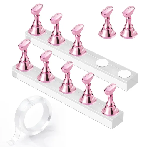 Miniatura 13 de Makartt Soporte de uñas para uñas a presión, práctica de pintura artística, soporte magnético para pintar uñas, soporte para diseños de uñas