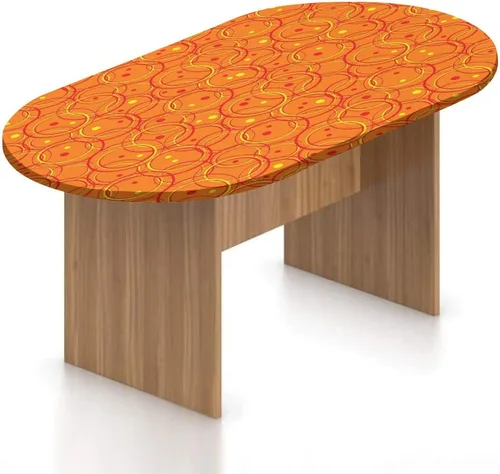 Miniatura 8 de Mantel ovalado ajustable, de poliéster elástico naranja quemado, mantel ajustado con estampado de pétalos de flores de encaje victoriano, se adapta