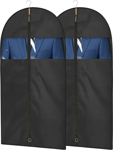 Miniatura 9 de Bolsas de vestir para vestidos, bolsas de ropa de 65 pulgadas de largo para colgar ropa, paquete de 3 fundas plegables con ventana transparente
