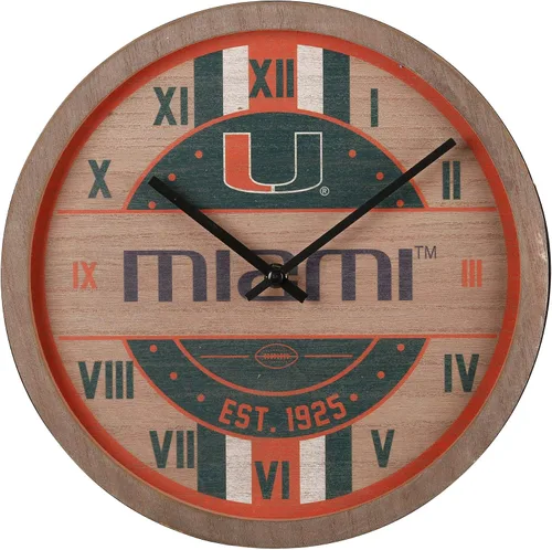 Miniatura 6 de FOCO NCAA Reloj de pared de barril de madera