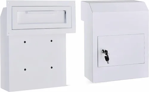 flybold Caja de bloqueo para llaves a través de la puerta, resistente a la lluvia, para negocios, con llaves de bloqueo tubular, deflector, evita la