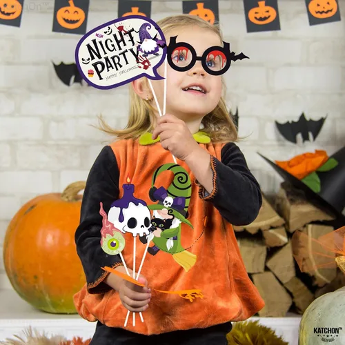 Miniatura 4 de KatchOn, Juego de accesorios para cabina de fotos de Halloween, paquete grande de 24, accesorios de fotos de Feliz Halloween para sesión de fotos