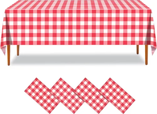 Miniatura 40 de Mantel desechable rojo, paquete de 2 manteles rectangulares de plástico rojo de 54 x 108 pulgadas, para fiesta de cumpleaños, boda, Navidad