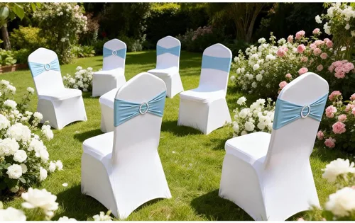 Miniatura 2 de Bandas para Sillas Azul Bebé Paquete de 100, Bandas para Sillas de Spandex Azul Claro para Boda Fiesta Cumpleaños Fundas de Sillas Plegables