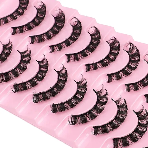 Miniatura 4 de Pestañas postizas, 10 pares de pestañas rusas con rizo D, pestañas de visón sintético, aspecto natural, esponjosas, pestañas rusas finas, parecen