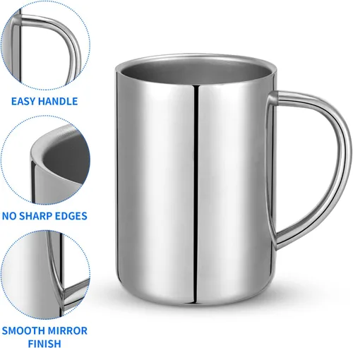 Miniatura 5 de Taza de café aislada de acero inoxidable 304 de 13.5 fl oz, vaso de viaje al vacío de doble pared, inastillable para campamento, oficina