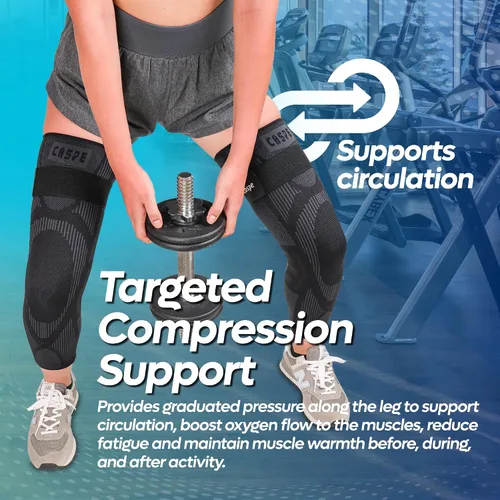 Miniatura 6 de Caspe Leg Compression Sleeve With Strap, Full Length Thigh Knee Calf Support, Knee Compression Sleeve Women & Men, Full Leg Support for Light