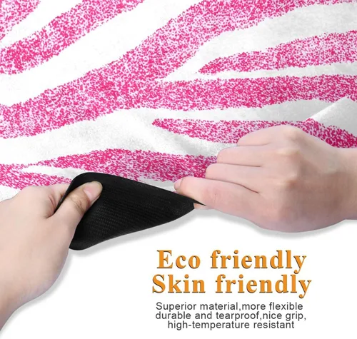 Miniatura 3 de Hot Pink Zebra Pattern Yoga Mat Non Slip Thick Kids Eco Friendly Rubber Workout Foldable Yoga Mat Women Exercise