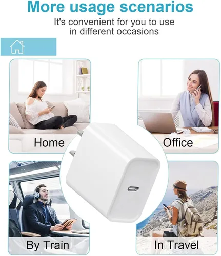 Miniatura 4 de Cargador rápido de 20 W, paquete de 3 cargadores de puerto USB-C con cable tipo c-c, para i Phone 17/16/15, i Pad y más (paquete de 3 blanco)