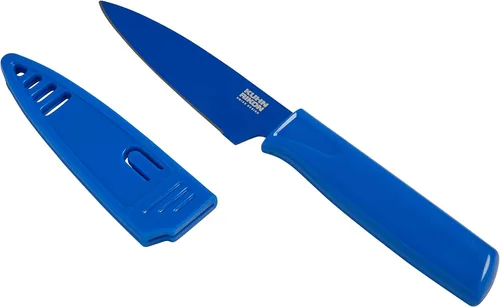 Miniatura 10 de Kuhn Rikon Colori® - Cuchillo de pelar de acero inoxidable japonés de 4 pulgadas, hoja antiadherente, mango ergonómico y funda, color blanco
