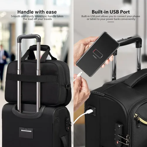 Miniatura 4 de Coolife Maleta de equipaje de mano con ruedas, bolsa de viaje ligera con ruedas (azul, de mano de 20 pulgadas)