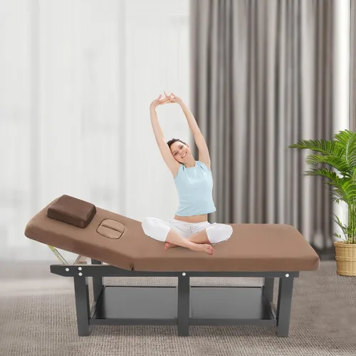 Miniatura 2 de Cama de masaje ancha, camas faciales de spa, ajuste del respaldo de 0-45°, cama de tratamiento físico para belleza, peluquería, tratamiento