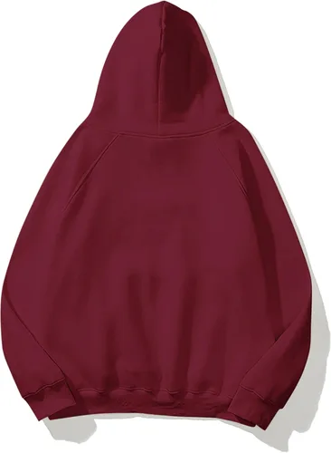 Miniatura 2 de Lauweion - Sudadera básica lisa de ajuste holgado con forro polar, capucha, mangas largas, hombro caído y bolsillo tipo canguro para mujer