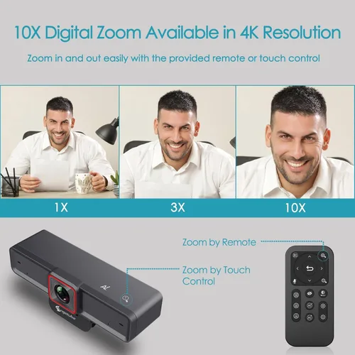 Miniatura 6 de Angetube Cámara web 4K AI: cámara web con seguimiento de IA micrófonos con cancelación de ruido dual AI - habilitado para HDR, USB 3.0, control