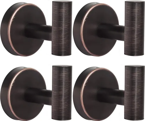 Miniatura 19 de Kruodop Ganchos para toallas de baño, 2 paquetes de soporte para toallas de pared, gancho negro mate para bata de pared, gancho de acero inoxidable