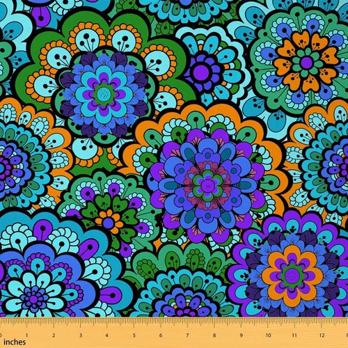 Miniatura 27 de Tela con patrón Paisley de The Yard, tela de tapicería floral étnica boho para sillas y sofás, costura, tela impermeable de arte mandala abstracto