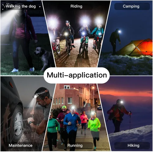 Miniatura 6 de KunHe Paquete de 10 faros delanteros LED recargables con sensor de movimiento, 10 modos para equipo de campamento al aire libre, senderismo, pesca