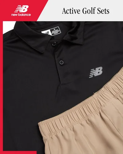 Miniatura 2 de New Balance Conjunto de pantalones cortos deportivos para niños, 2 piezas, camiseta polo de golf de manga corta y pantalones cortos deportivos