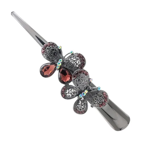 Miniatura 5 de Fashion & Lifestyle Juego de 3 pinzas de corte de cocodrilo grandes de aleación de metal para mujeres y niñas, horquillas de sujeción bastante