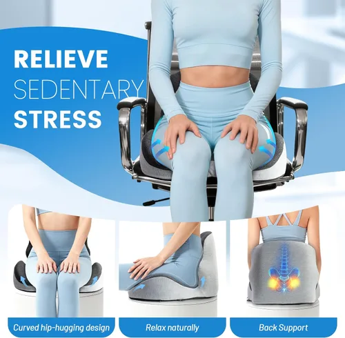 Miniatura 3 de Cojín de asiento – Cojín de espuma viscoelástica para silla de oficina, almohada de apoyo lumbar de una pieza, para alivio de la presión de la doble