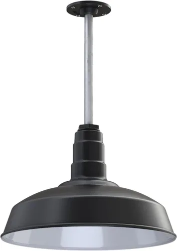 Miniatura 73 de Steel Lighting Co. Carson Barn Light Colgante montado en el techo Cúpula de 16 pulgadas Cable negro Luz de acero de estilo industrial